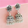 E-4992  2 Color Flower Alloy Bells Statement Earrings for Women Boho Wedding Party Jewelry