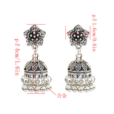 E-4992  2 Color Flower Alloy Bells Statement Earrings for Women Boho Wedding Party Jewelry