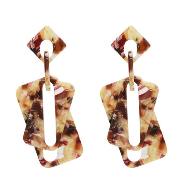 E-4994 4 Colors Acrylic Amber Pattern Earrings For Women