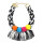 N-7077 Vintage Cloth Alloy Pompom Ball Tassel pendant Necklace Accessories For Women Jewelry