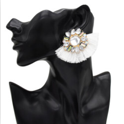 E-5005  Bohemian 4 Colors Big Acrylic Flower Short Tassel  Drop Dangle Earrings Elegant Tassels Statement Earrings for Women