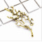 P-0421 Korean Women Fashion Cute Delicate Pearl Silver Gold Sprig Shaped  Brooches Pin Scarf  Sweater Accessory