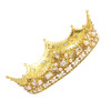 F-0402 Vintage Luxurious Handmade Shiny Hair Clip Crystal Pearl King Queen Crown Accessories