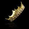 F-0402 Vintage Luxurious Handmade Shiny Hair Clip Crystal Pearl King Queen Crown Accessories
