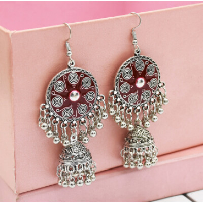 E-5012  6 Colors Boho Silver Metal Bells Statement Drop Dangle Earrings for Women Festival Party Jewelry