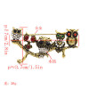 P-0422 Aamazing Vintage Gold Silver Plated Colorful Rhinestones Owls Pin Brooch