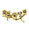 P-0422 Aamazing Vintage Gold Silver Plated Colorful Rhinestones Owls Pin Brooch