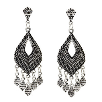 E-5020 Boho Silver Gold Metal Vintage Carved Flower Statement Drop Dangle Earrings for Women Vintage Jewelry