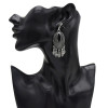 E-5020 Boho Silver Gold Metal Vintage Carved Flower Statement Drop Dangle Earrings for Women Vintage Jewelry