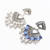 E-5019 Hollow Out Silver Sector Beads Tassel Earring For Women