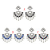E-5019 Hollow Out Silver Sector Beads Tassel Earring For Women