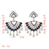 E-5019 Hollow Out Silver Sector Beads Tassel Earring For Women
