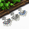 E-5019 Hollow Out Silver Sector Beads Tassel Earring For Women