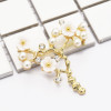 P-0423  Korean Women Fashion Cute Delicate Pearl  Gold Sprig Shaped  Flower Brooches Pin Scarf  Sweater Accessory