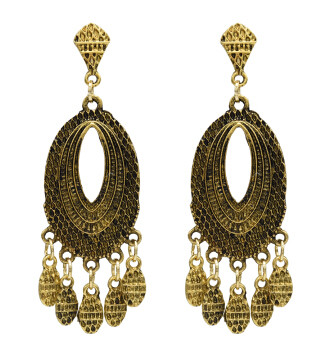 E-5020 Boho Silver Gold Metal Vintage Carved Flower Statement Drop Dangle Earrings for Women Vintage Jewelry