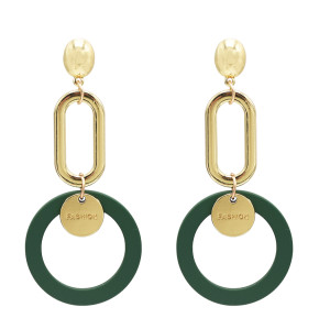 E-5025 Fashion Gold Alloy Drop Earrings Big Long Circle Pendant Stud Earrings for Women
