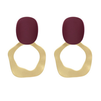 E-5026  4 Colors  Fashion Hollow  Gold Alloy resin  Drop Earrings Big Long Circle Pendant Stud Earrings for Women