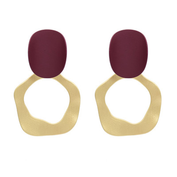 E-5026  4 Colors  Fashion Hollow  Gold Alloy resin  Drop Earrings Big Long Circle Pendant Stud Earrings for Women