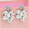 E-5029 2 Colors New Fashion Gold Silver Alloy Leaf Flower Shaped  Drop Earrings Artificial Pearl  Pendant Earrings Rose Ear Stud for Women Valentine's Day Gift