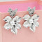 E-5029 2 Colors New Fashion Gold Silver Alloy Leaf Flower Shaped  Drop Earrings Artificial Pearl  Pendant Earrings Rose Ear Stud for Women Valentine's Day Gift