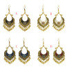 E-5032 Vintage Retro Roman Personality Peach Heart Metal Ball Tassel Drop Dangle Earrings Hook Earring for Women