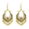 E-5032 Vintage Retro Roman Personality Peach Heart Metal Ball Tassel Drop Dangle Earrings Hook Earring for Women