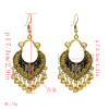 E-5032 Vintage Retro Roman Personality Peach Heart Metal Ball Tassel Drop Dangle Earrings Hook Earring for Women
