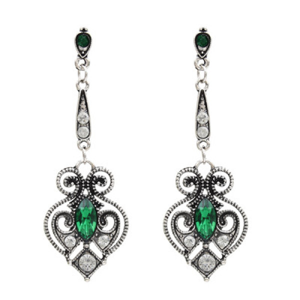 E-5031 3 Colors Hollow Out Vintage Silver Diamond Drop Earring For Women Jewelry Design