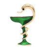 P-0424 Women Wine Glass Snake Brooch Pin Gold Alloy Enamel Party Lapel Pin Brooches Suit Accessories