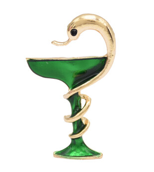 P-0424 Women Wine Glass Snake Brooch Pin Gold Alloy Enamel Party Lapel Pin Brooches Suit Accessories