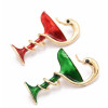 P-0424 Women Wine Glass Snake Brooch Pin Gold Alloy Enamel Party Lapel Pin Brooches Suit Accessories