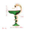 P-0424 Women Wine Glass Snake Brooch Pin Gold Alloy Enamel Party Lapel Pin Brooches Suit Accessories