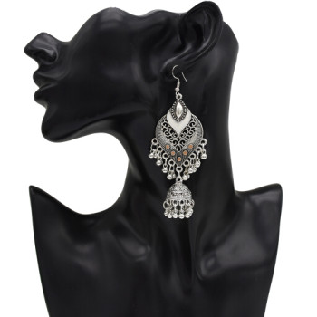 E-5044 4 Colors Boho Silver Metal Bells Statement Drop Dangle Earrings for Women Festival Party Jewelry