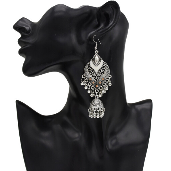 E-5044 4 Colors Boho Silver Metal Bells Statement Drop Dangle Earrings for Women Festival Party Jewelry