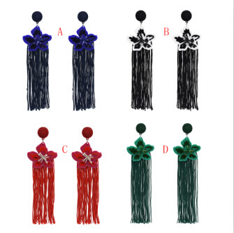 E-5045 Boho 4 Colors  Vintage Long Tassel Drop Earrings Acrylic Flower Pendant  Statement Drop Dangle Earrings for Women Vintage Jewelry