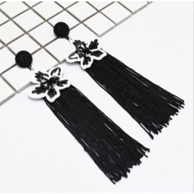 E-5045 Boho 4 Colors  Vintage Long Tassel Drop Earrings Acrylic Flower Pendant  Statement Drop Dangle Earrings for Women Vintage Jewelry