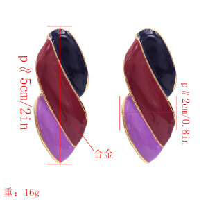 E-5046 Fashion Gold Metal Enamel Geometric Shape Drop Earrings for Women Boho Party Jewelry