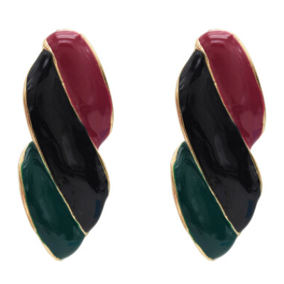 E-5046 Fashion Gold Metal Enamel Geometric Shape Drop Earrings for Women Boho Party Jewelry