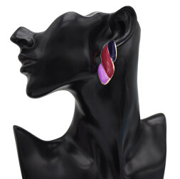 E-5046 Fashion Gold Metal Enamel Geometric Shape Drop Earrings for Women Boho Party Jewelry