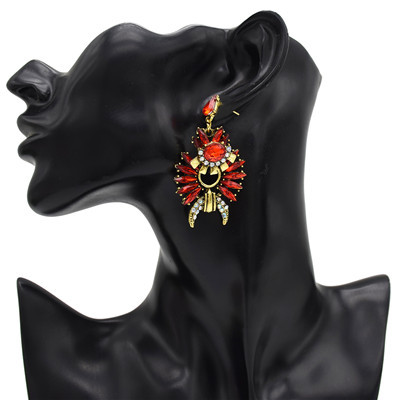 E-5043 3 Colors Rhinestone Vintage Gold-Plated Earrings