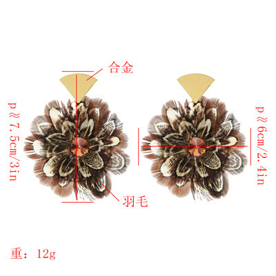 E-5048 Trendy Alloy Acrylic Feather drop dang Earring For Women Jewelry Design