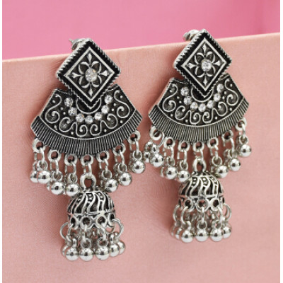 E-5052 2 Colors Boho Silver Gold Metal Bells Statement Drop Dangle Earrings for Women Festival Party Jewelry