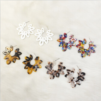 E-5053 4 Colors Trendy Alloy Multicolor  Acrylic Flower drop Earring For Women Jewelry Design