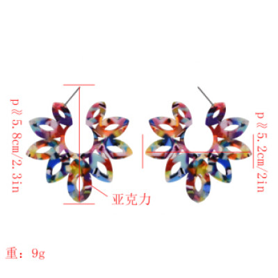 E-5053 4 Colors Trendy Alloy Multicolor  Acrylic Flower drop Earring For Women Jewelry Design