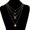 N-7158 New Fashion Gold Moon Shaped Pendant Necklace Clavicular Chain Multilayer Necklace Women Charming Jewelry