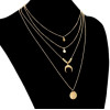 N-7158 New Fashion Gold Moon Shaped Pendant Necklace Clavicular Chain Multilayer Necklace Women Charming Jewelry