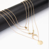 N-7158 New Fashion Gold Moon Shaped Pendant Necklace Clavicular Chain Multilayer Necklace Women Charming Jewelry