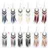 E-5060 6 Colors Trendy Alloy Tassel Bead Feather Earring For Women Jewelry Design