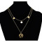 N-7160 Fashion Double Layers Gold Metal Round Pendant Necklaces for Women Party Jewelry