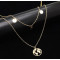 N-7160 Fashion Double Layers Gold Metal Round Pendant Necklaces for Women Party Jewelry